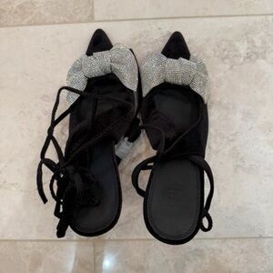ASOS Black Heels with Silver Embellished Bows